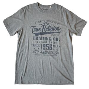 True Religion Trading Co Logo Short Sleeve T-shirt Gray Men's XL